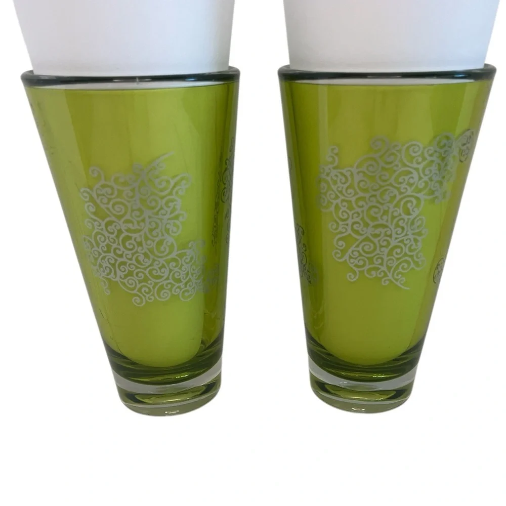 Starbucks Green Highball Tumbler Filigree Baroque Rococo 2003 Collectible 20oz